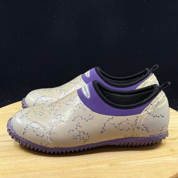 Muck Boot Company Low Cut Beige/ Purple Waterproof Rain Clog Women’s Size 7 - Picture 6 of 7
